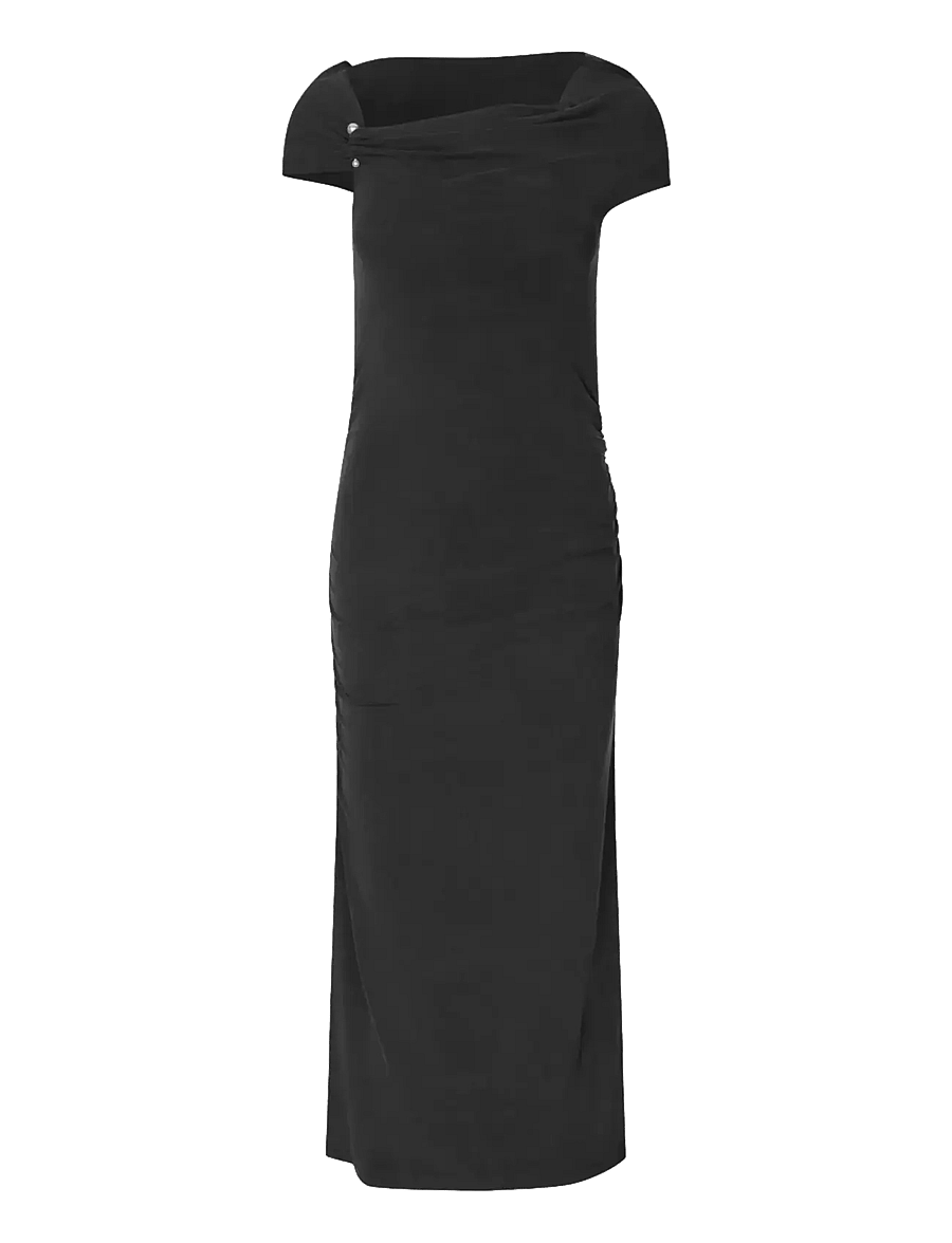 STINE GOYA - 2554 Cupro Jersey, One Shoulder Dra - black - 1