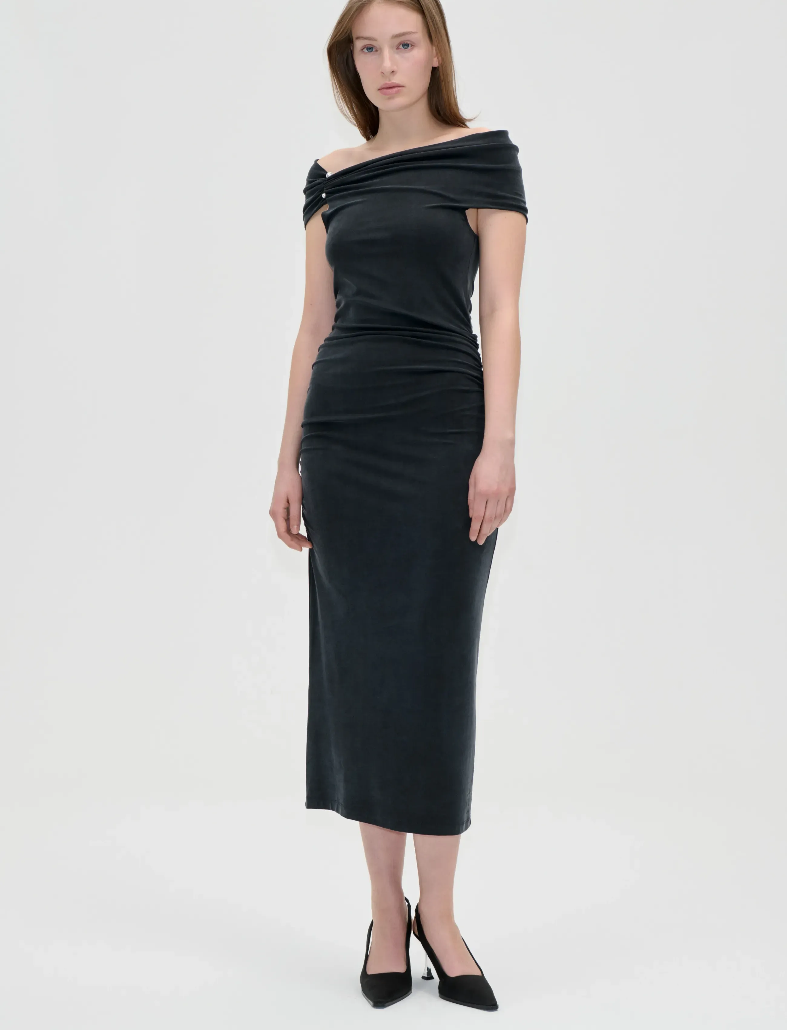 STINE GOYA 2554 Cupro Jersey, One Shoulder Dra - Kleidung - BLACK / black