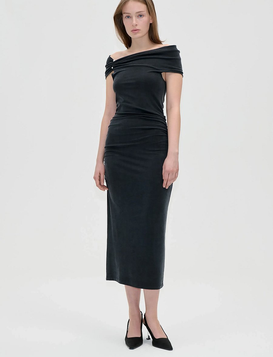 STINE GOYA - 2554 Cupro Jersey, One Shoulder Dra - black - 0