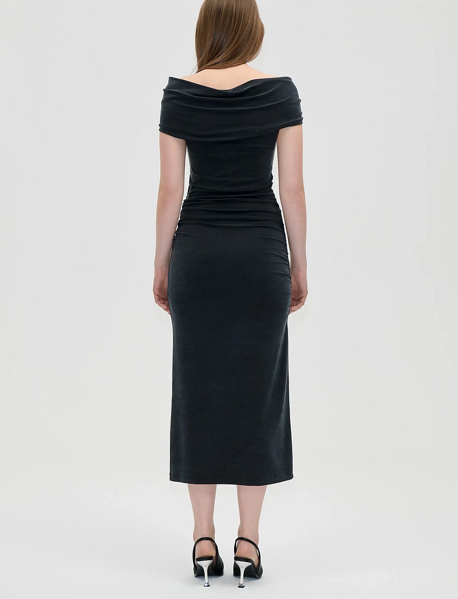STINE GOYA - 2554 Cupro Jersey, One Shoulder Dra - black - 3
