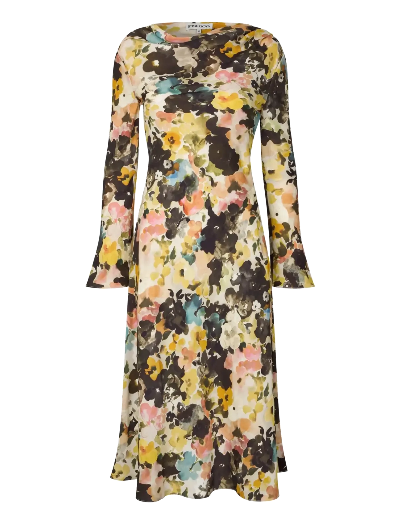 STINE GOYA - 2263 Dry Viscose, Long Flared Sleev - cocktailklänningar - the sentimental bloom - 1