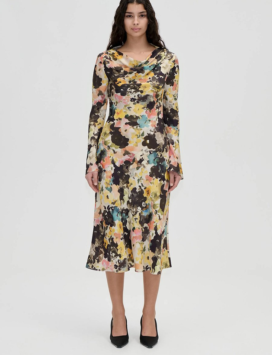STINE GOYA - 2263 Dry Viscose, Long Flared Sleev - cocktailklänningar - the sentimental bloom - 0