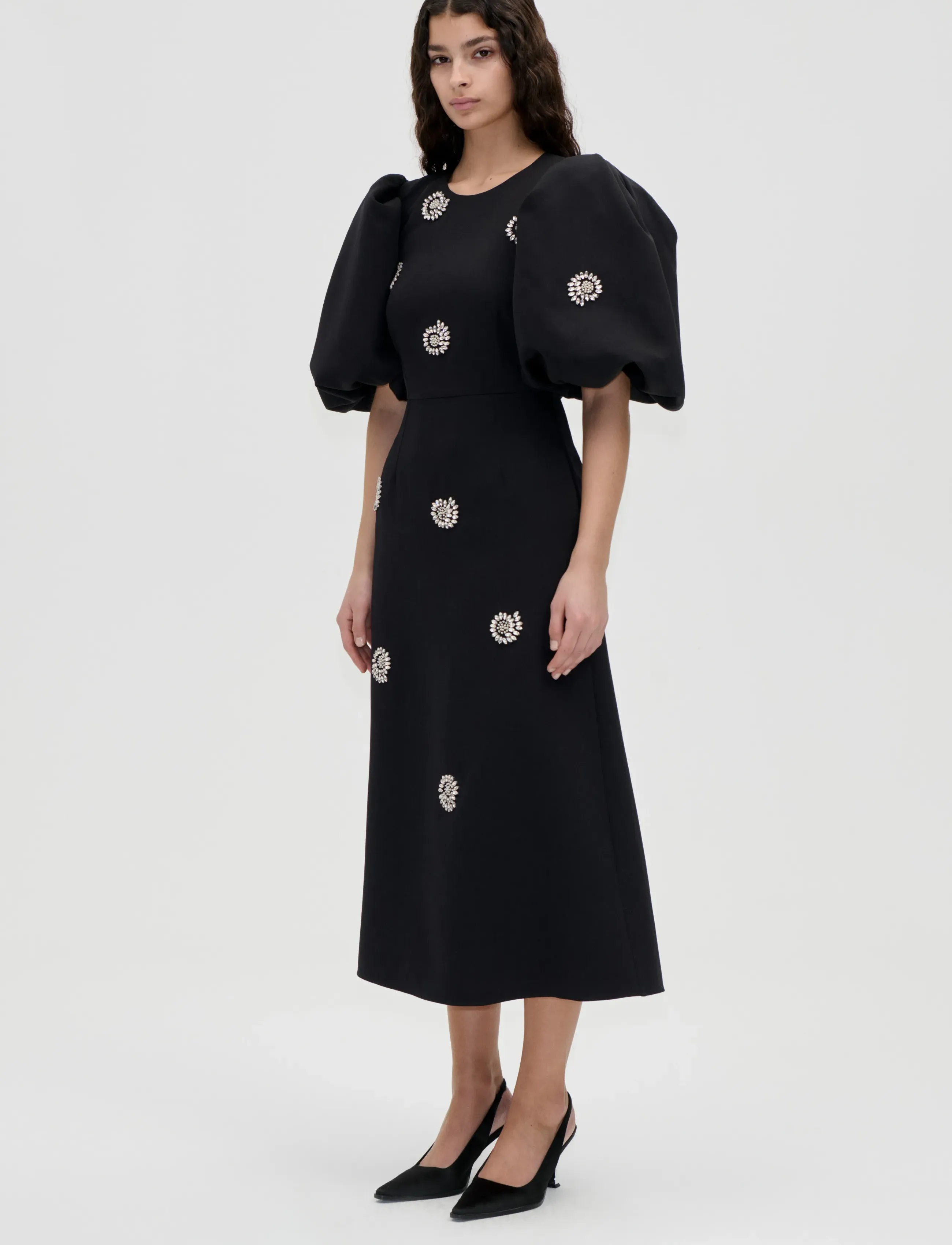STINE GOYA 2564 Embellished Cady, Puff Sleeve - Cocktailklänningar - PEARL OF ORDER / black