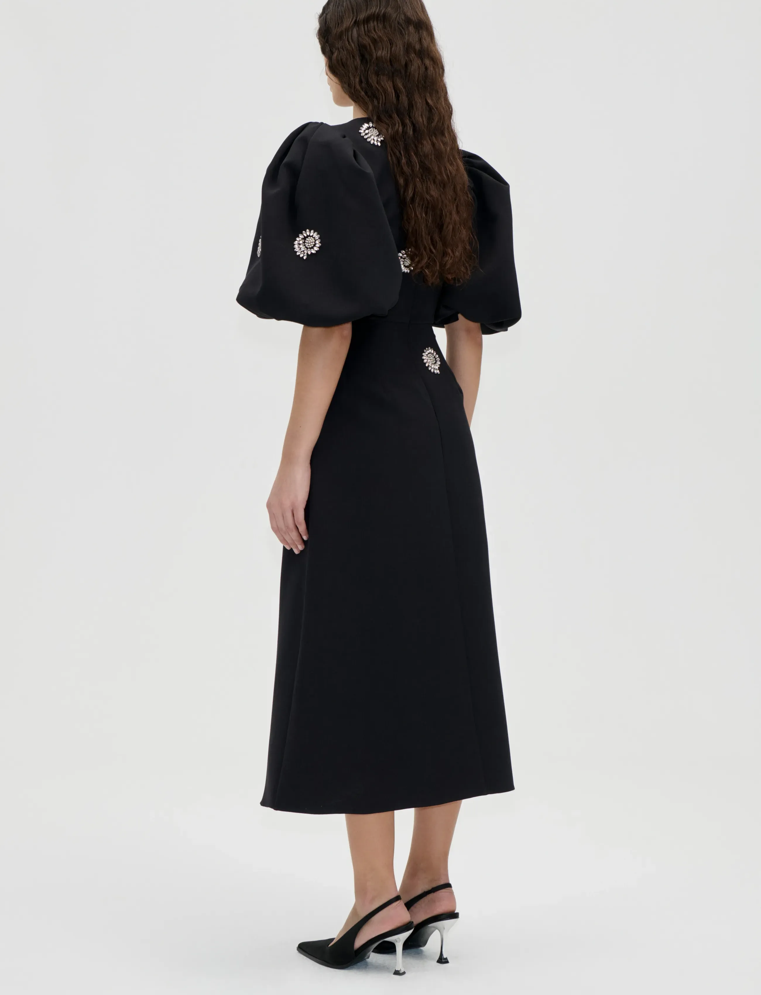 STINE GOYA - 2564 Embellished Cady, Puff Sleeve - pearl of order - 3