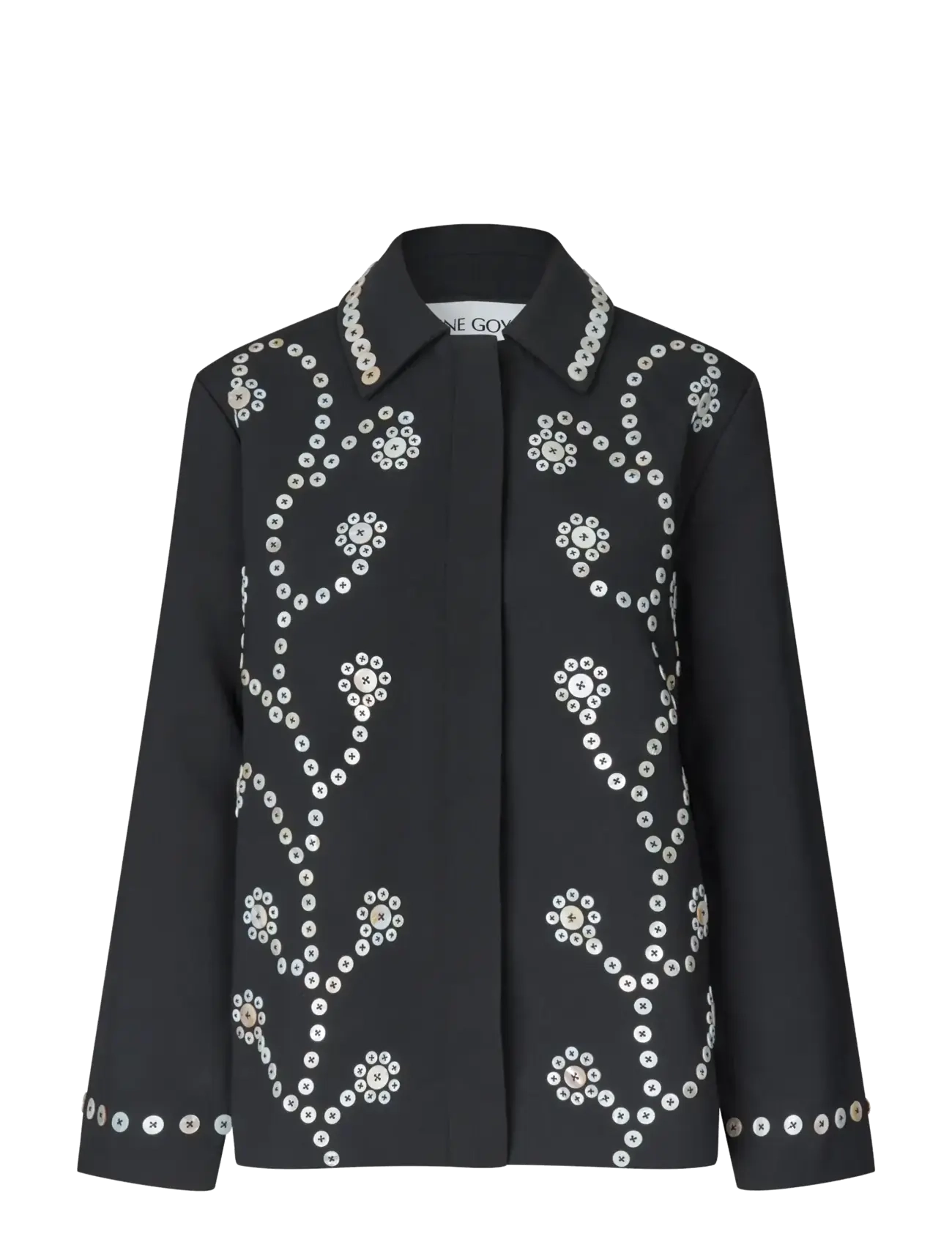 STINE GOYA - 2550 Embellished Bonded Crepe, Rela - buttoned flowers - 1
