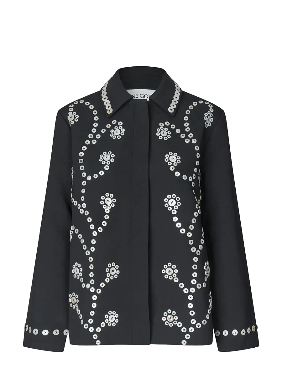 STINE GOYA - 2550 Embellished Bonded Crepe, Rela - buttoned flowers - 1