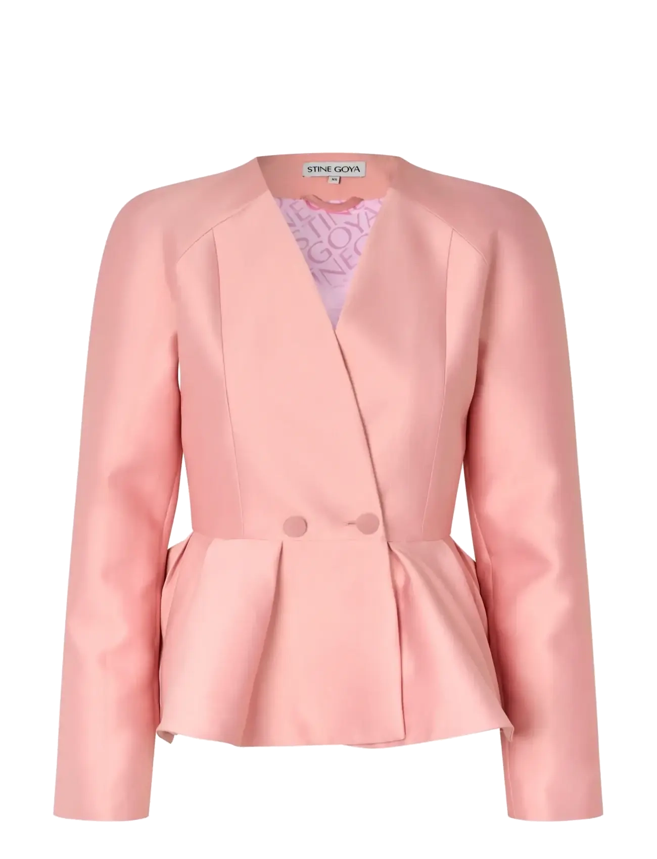 STINE GOYA - 2562 Crepon, Peplum V Neck Jacket - haze pink - 1