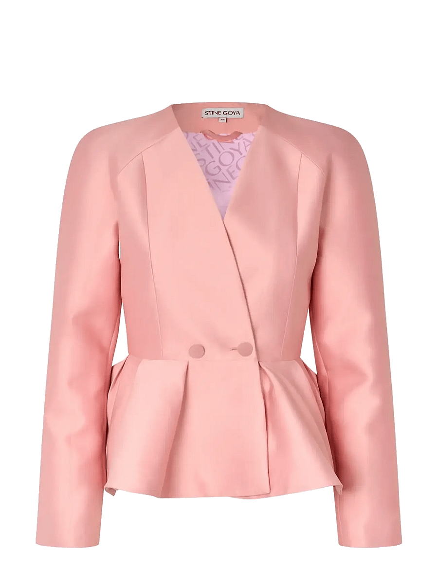 STINE GOYA - 2562 Crepon, Peplum V Neck Jacket - haze pink - 1