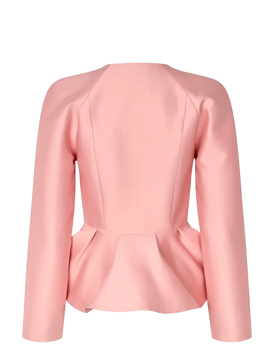 STINE GOYA - 2562 Crepon, Peplum V Neck Jacket - haze pink - 2