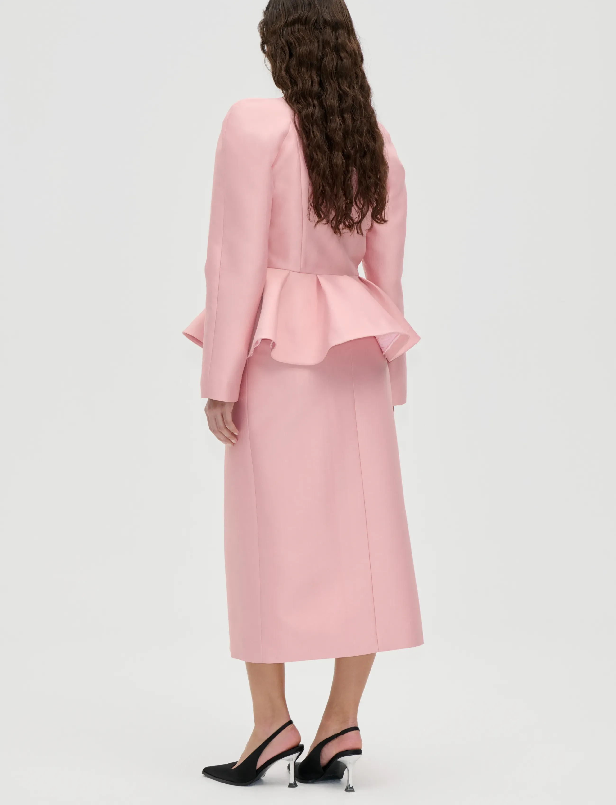 STINE GOYA - 2562 Crepon, Peplum V Neck Jacket - haze pink - 3