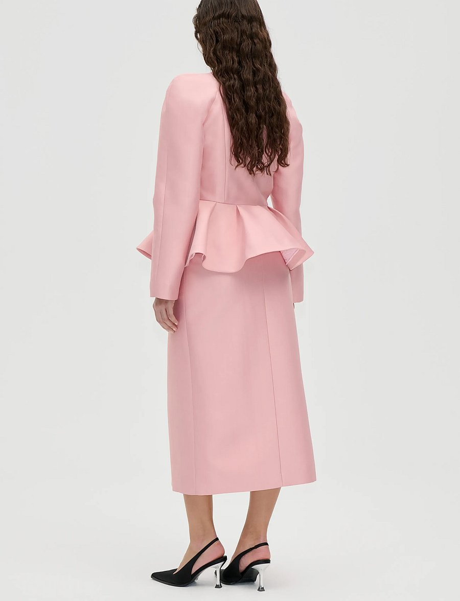 STINE GOYA - 2562 Crepon, Peplum V Neck Jacket - haze pink - 3