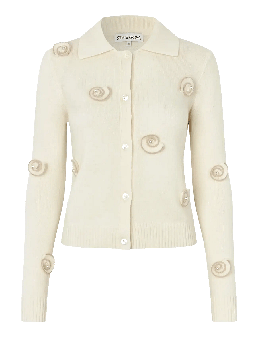 STINE GOYA - 2530 Dense Wool, Collared Long Slee - cream - 1