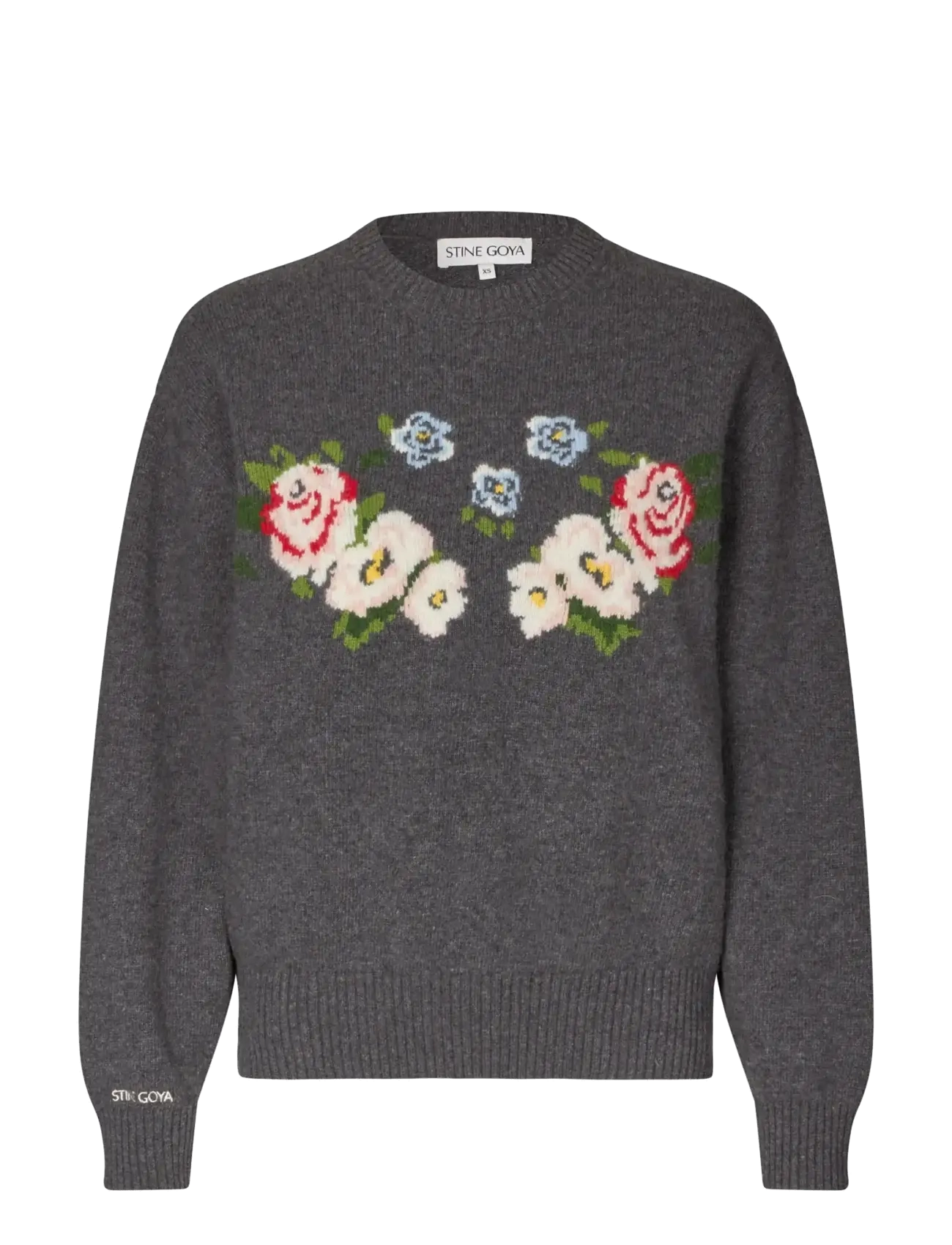 STINE GOYA 2469 Wool, Storytelling Crewneck Sw - Kläder - THE FLORAL FRAME / grey