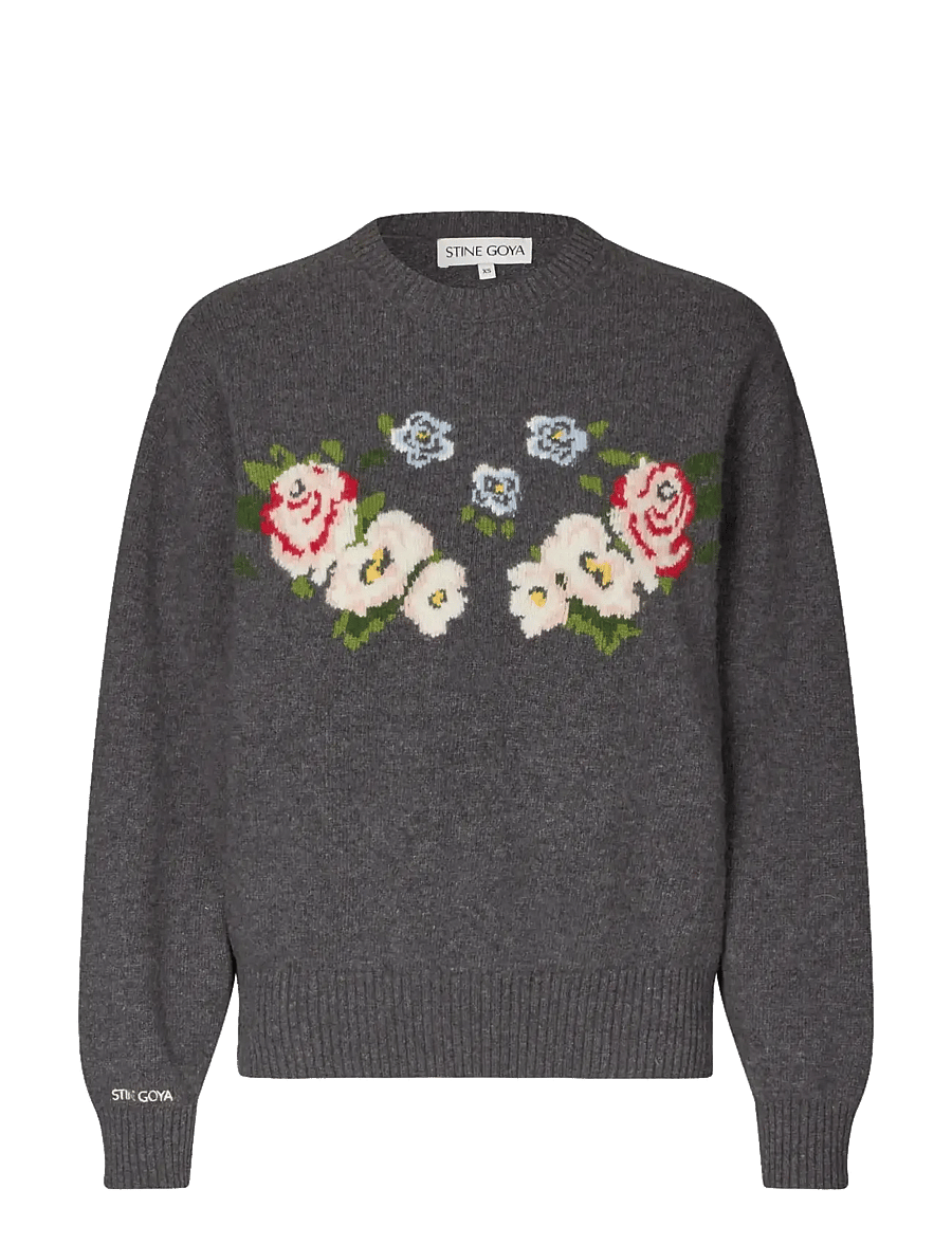 STINE GOYA - 2469 Wool, Storytelling Crewneck Sw - stickade tröjor - the floral frame - 1