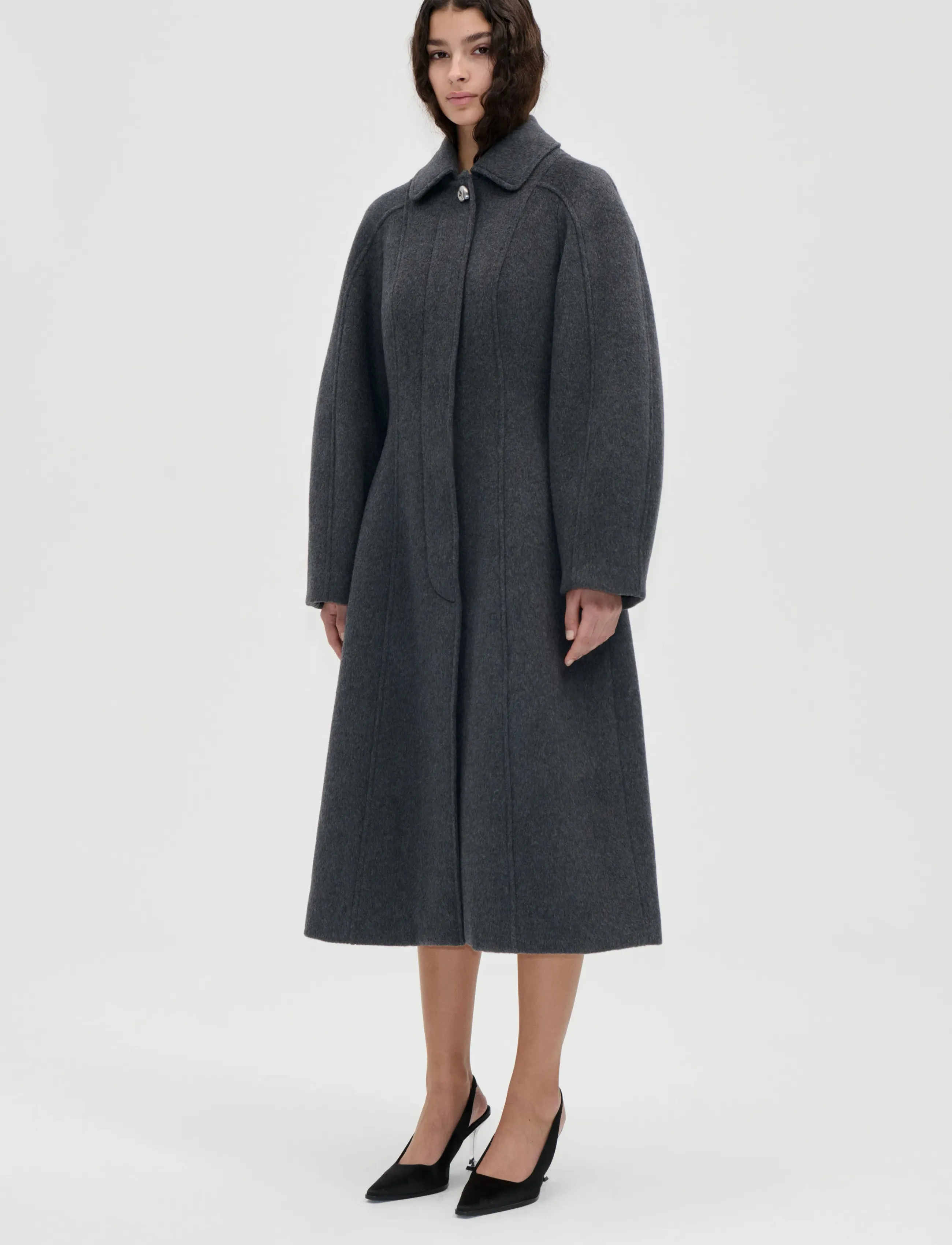 STINE GOYA 2561 Structured Wool, Elastic Waist, XS, Coats, Grau - Wool Frauen