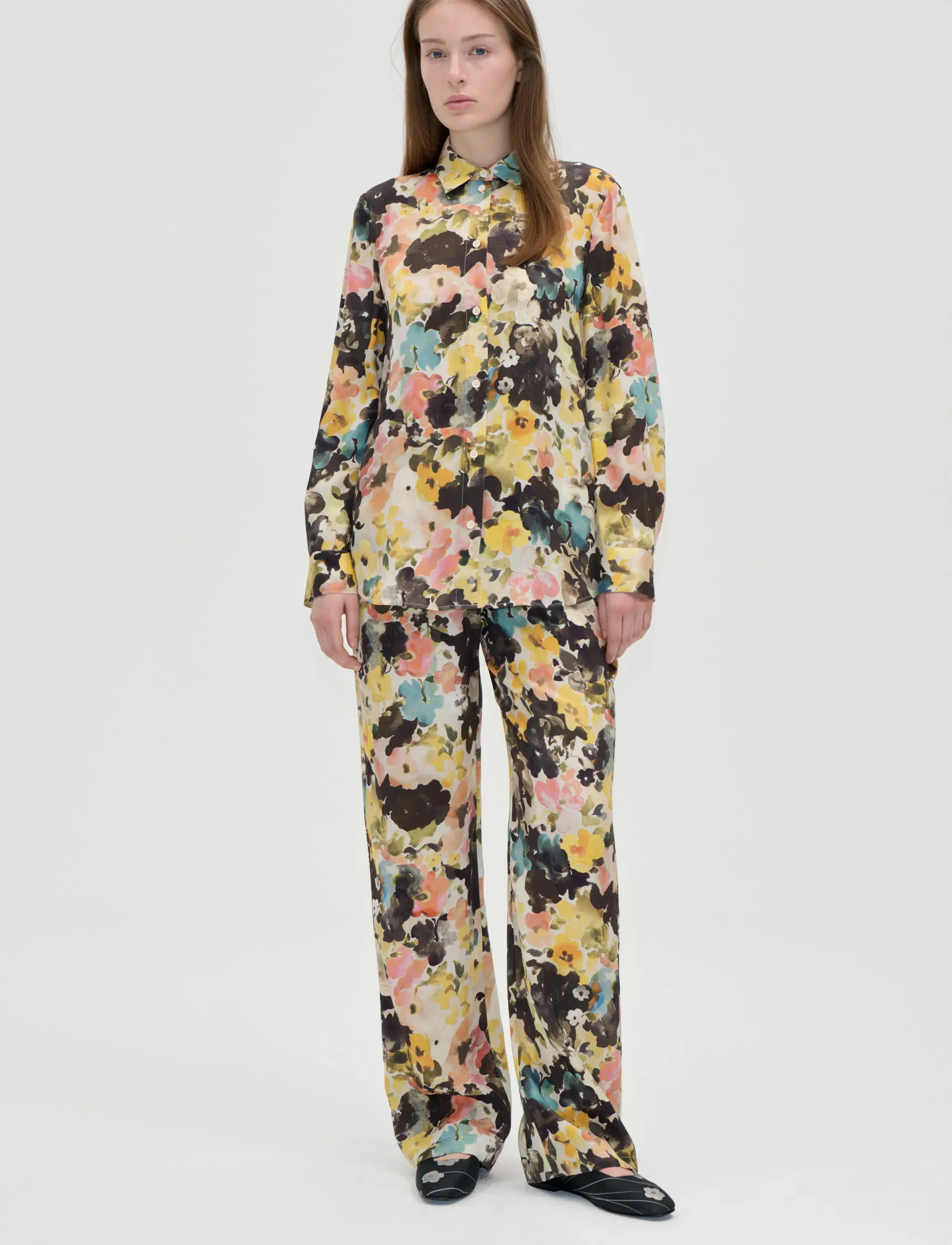 STINE GOYA 2263 Dry Viscose, Elasticated Long - Bukser med lige ben - THE SENTIMENTAL BLOOM / multi