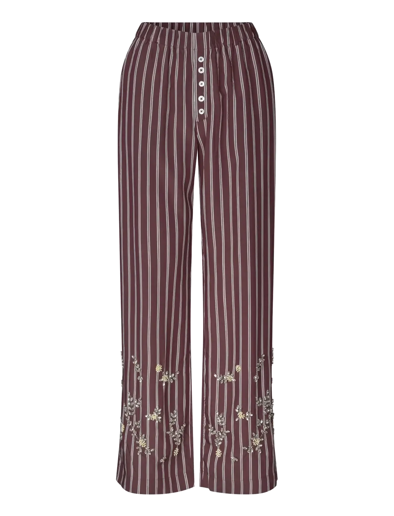 STINE GOYA - 2581 Embellished Light Woven, Gathe - straight leg trousers - uniform stripes - 1