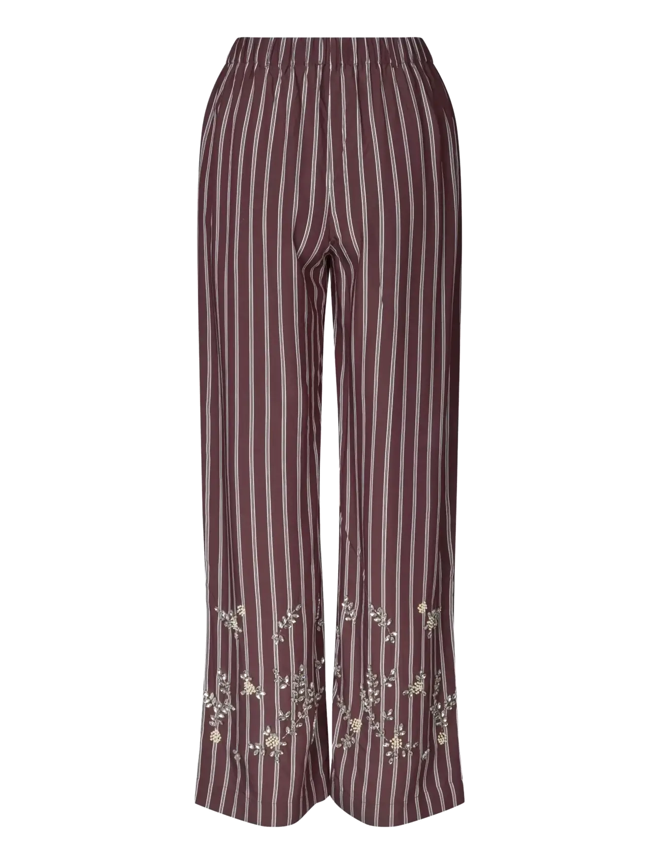 STINE GOYA - 2581 Embellished Light Woven, Gathe - straight leg trousers - uniform stripes - 2