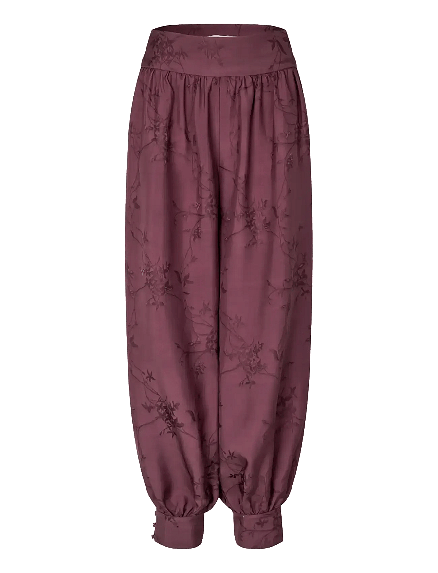 STINE GOYA - 2548 Fluid Jacquard, Balloon Pants - hosen mit weitem bein - bordeaux - 1