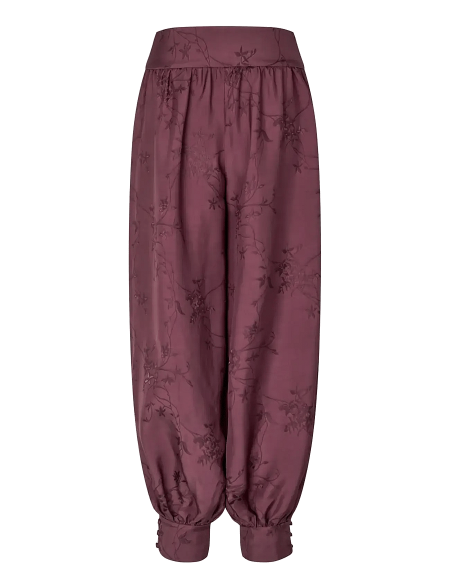 STINE GOYA - 2548 Fluid Jacquard, Balloon Pants - hosen mit weitem bein - bordeaux - 2