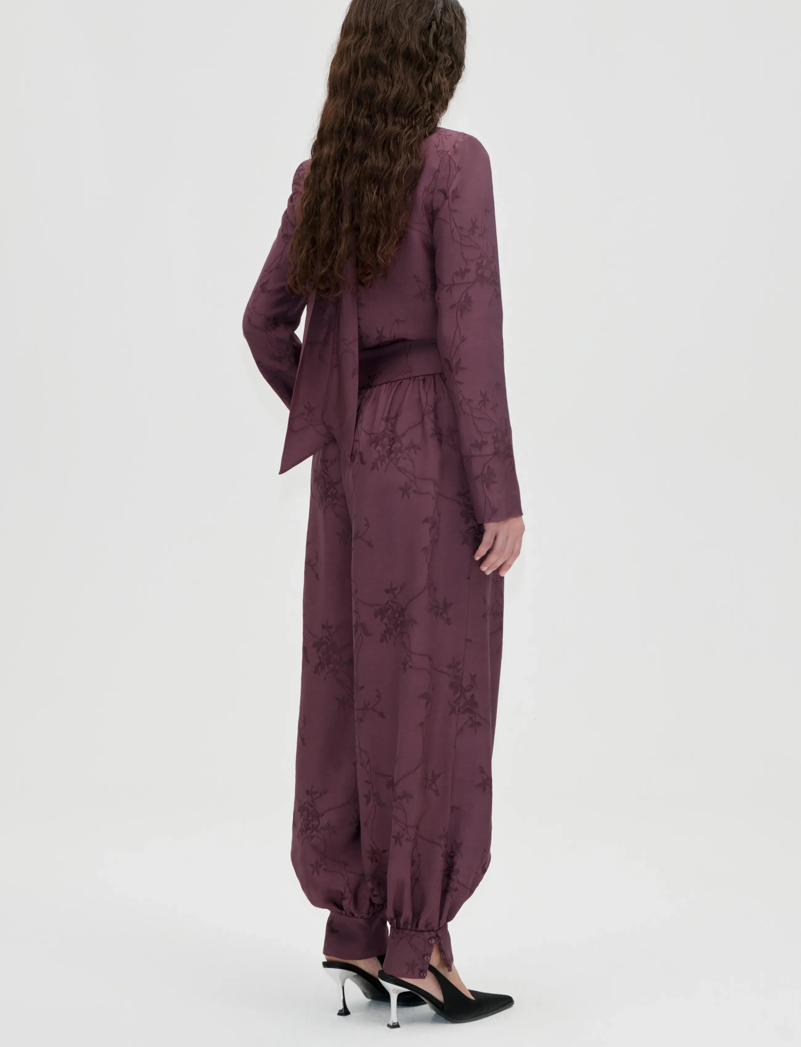 STINE GOYA - 2548 Fluid Jacquard, Balloon Pants - bordeaux - 3
