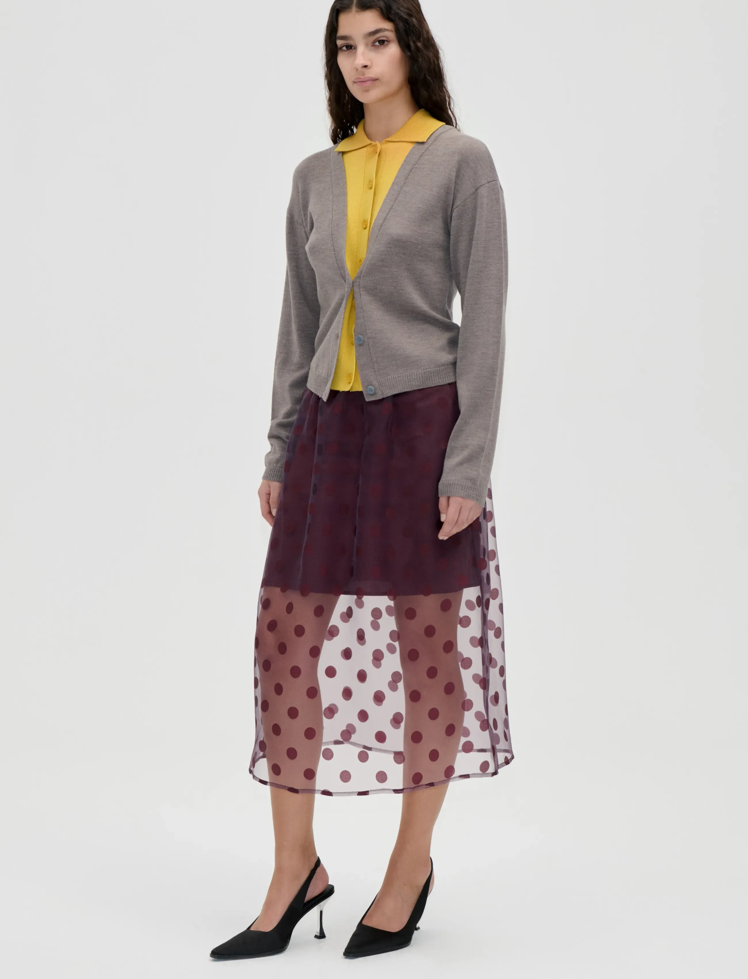 STINE GOYA 2069 Organza, Elasticated Waistband - Kjolar - POLKA / burgundy