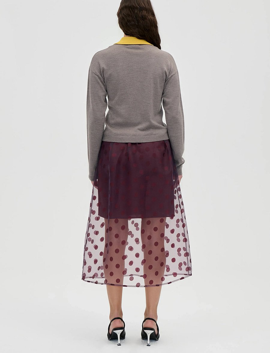 STINE GOYA - 2069 Organza, Elasticated Waistband - midi skirts - polka - 3