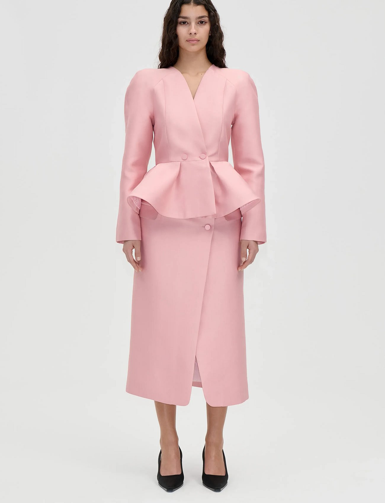 2562 Crepon, Pencil Midi Skirt - HAZE