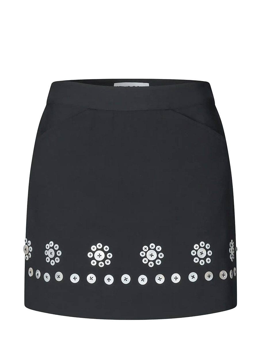 STINE GOYA - 2550 Embellished Bonded Crepe, Mini - buttoned flowers - 1