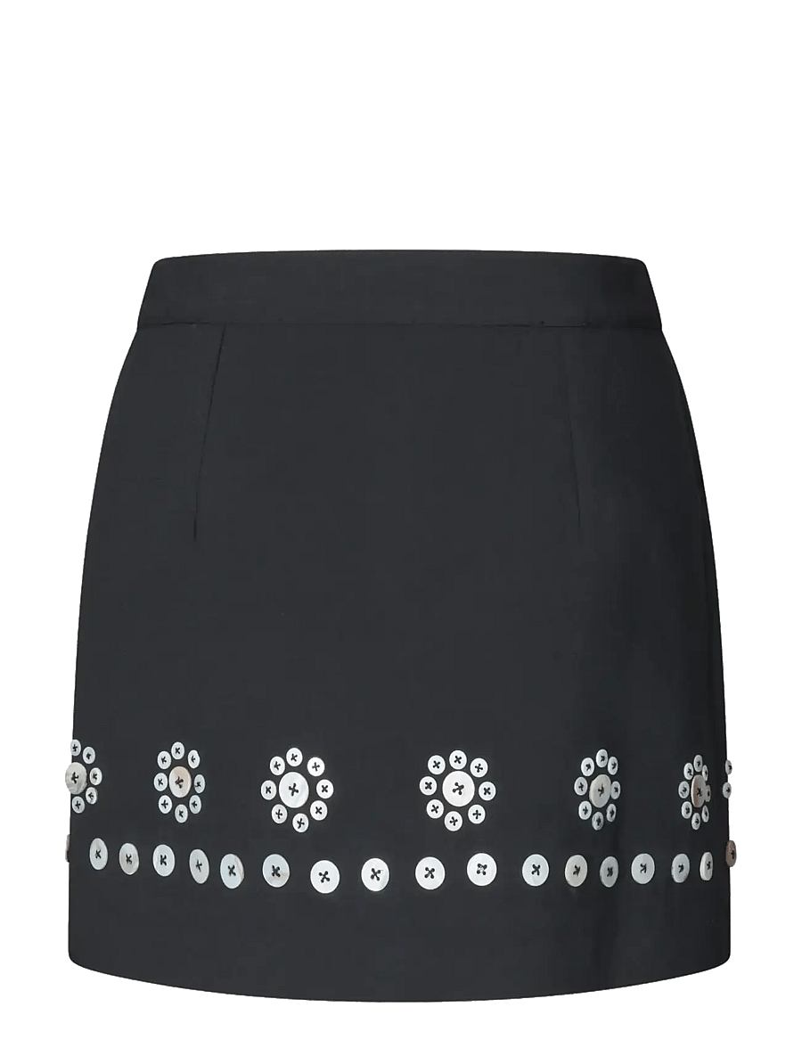 STINE GOYA - 2550 Embellished Bonded Crepe, Mini - buttoned flowers - 2
