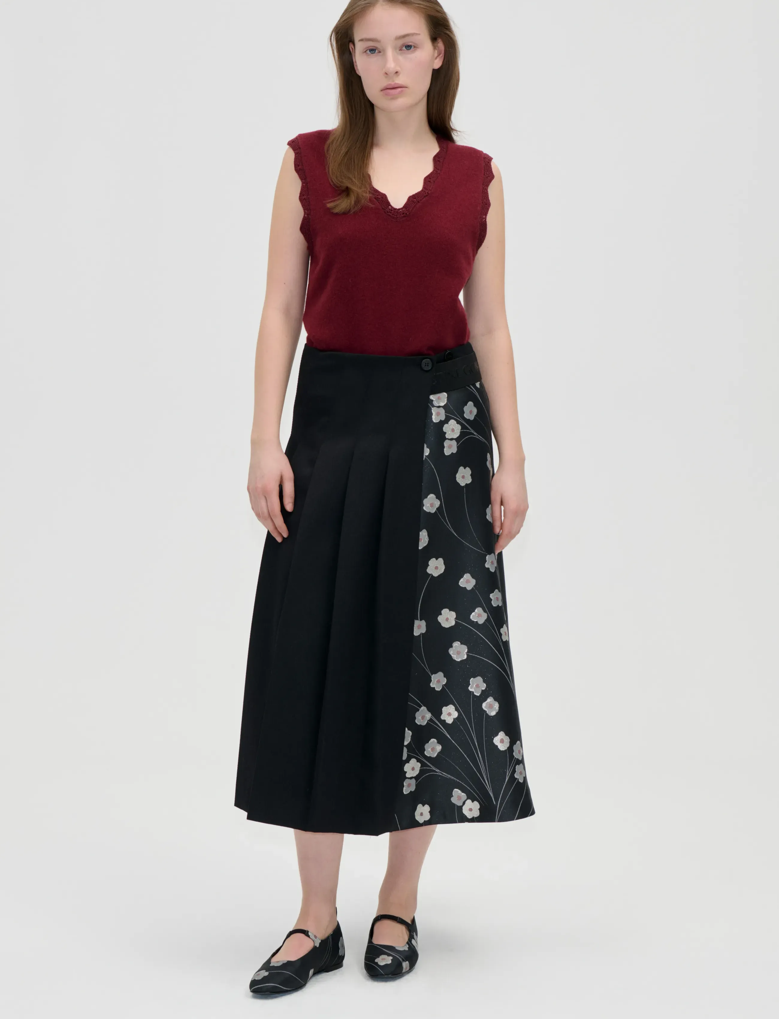 STINE GOYA 1499 Glitter Jacquard / Twill Mix, - Kjolar - BOUQUET IN PIECES / black