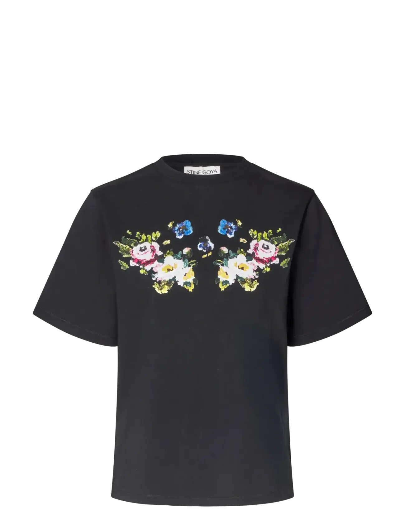 STINE GOYA 2586 Midweight Jersey, Short Sleeve - Festival outfit - THE FLORAL FRAME / black