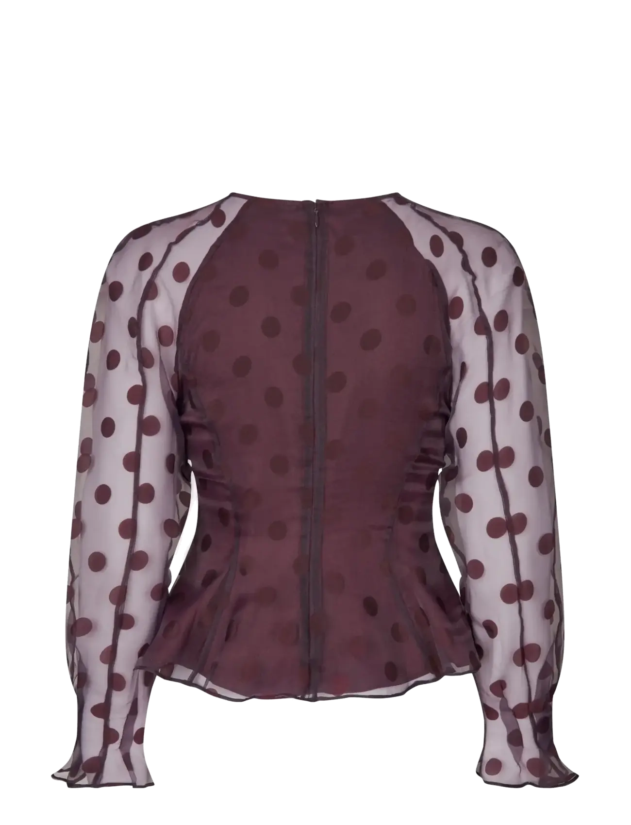 STINE GOYA - 2069 Organza, Sheer Peplum Top - langärmlige tops - polka - 2