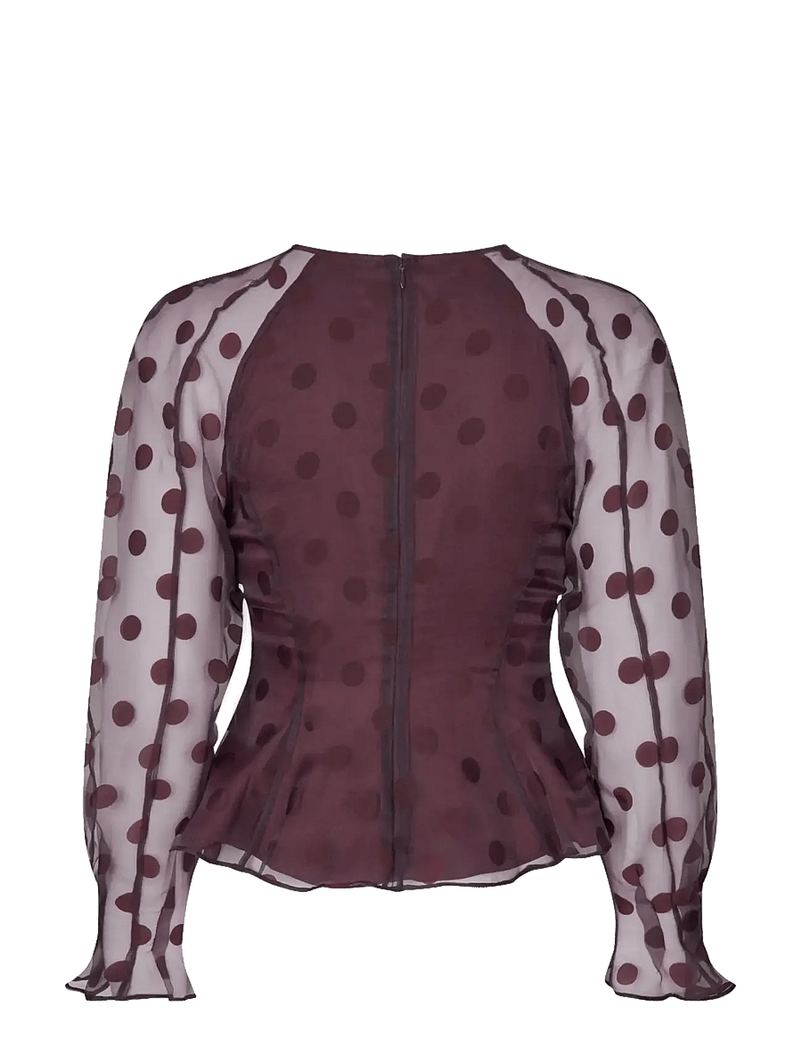 STINE GOYA - 2069 Organza, Sheer Peplum Top - langärmlige tops - polka - 2