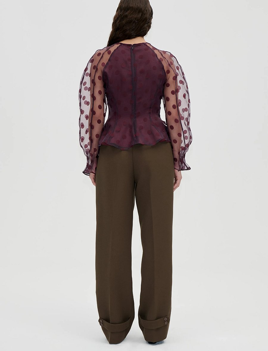 STINE GOYA - 2069 Organza, Sheer Peplum Top - langärmlige tops - polka - 3