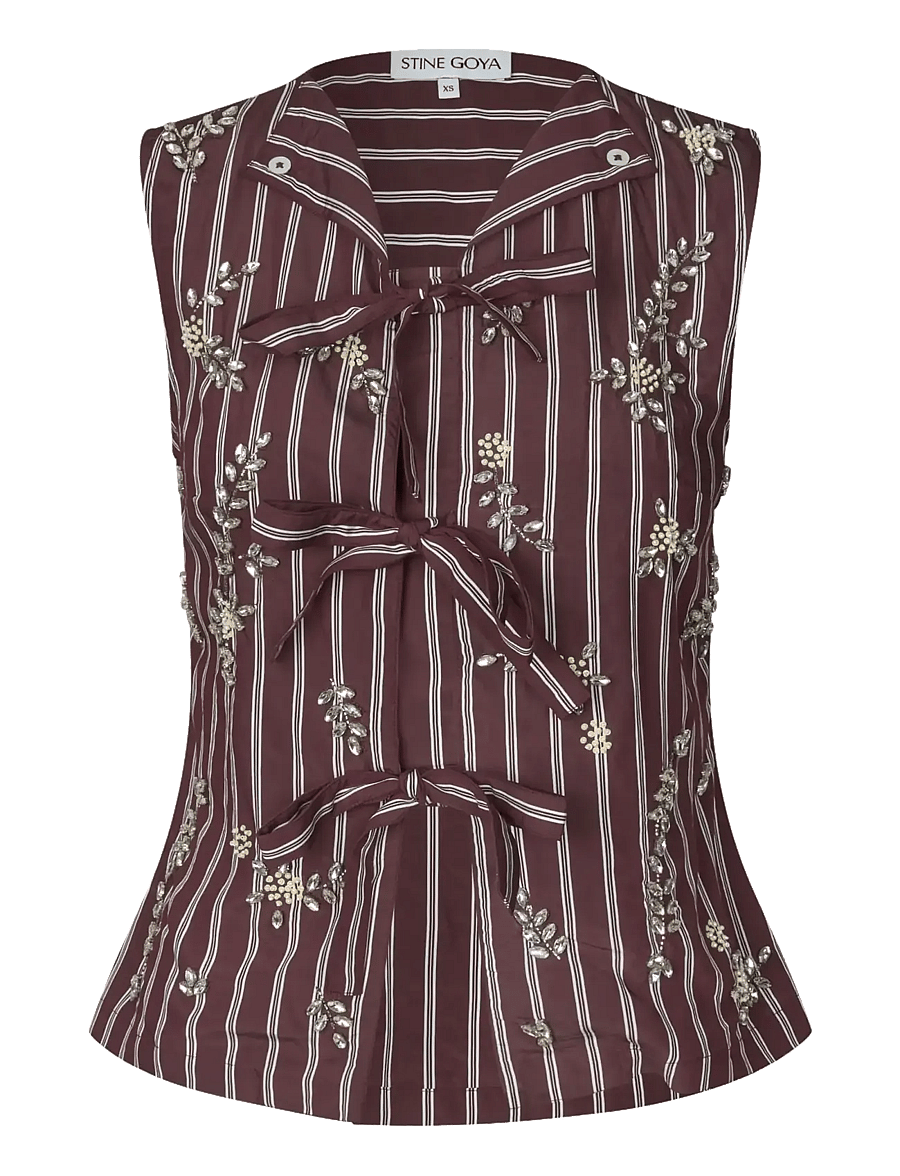 STINE GOYA - 2581 Embellished Light Woven, Tie F - Ärmellose tops - uniform stripes - 1