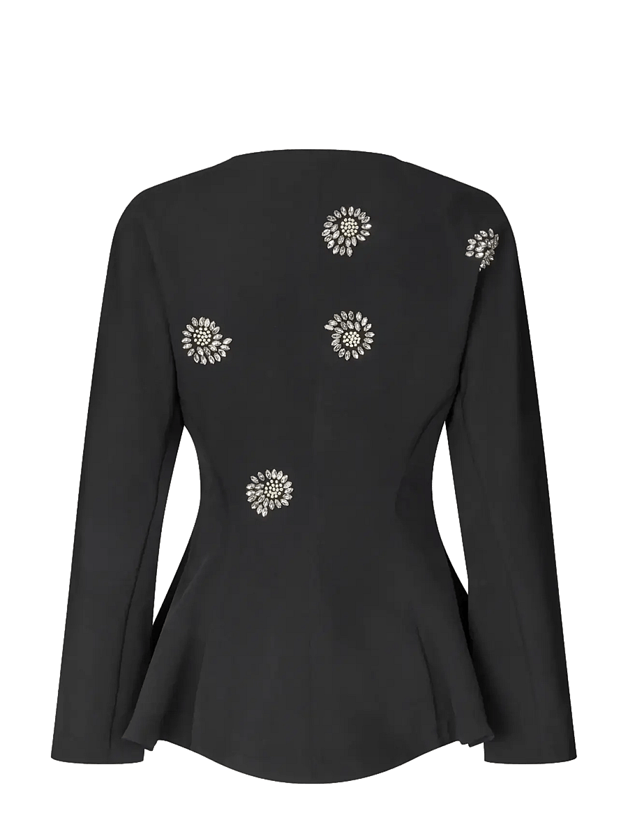 STINE GOYA - 2564 Embellished Cady, Flared Hem Z - langärmelige blusen - pearl of order - 2