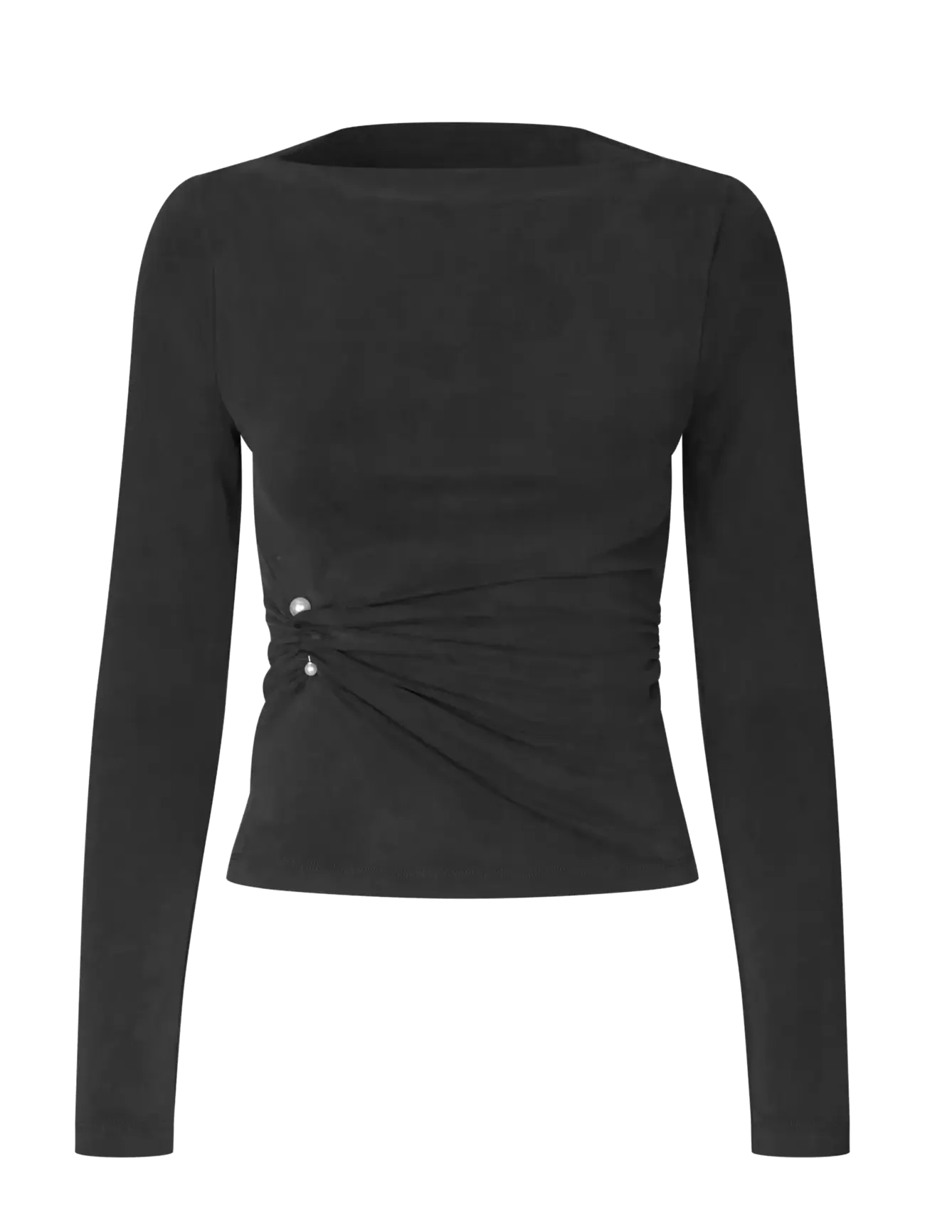 STINE GOYA 2554 Cupro Jersey, Boatneck Draped - Særlige begivenheder - BLACK / black