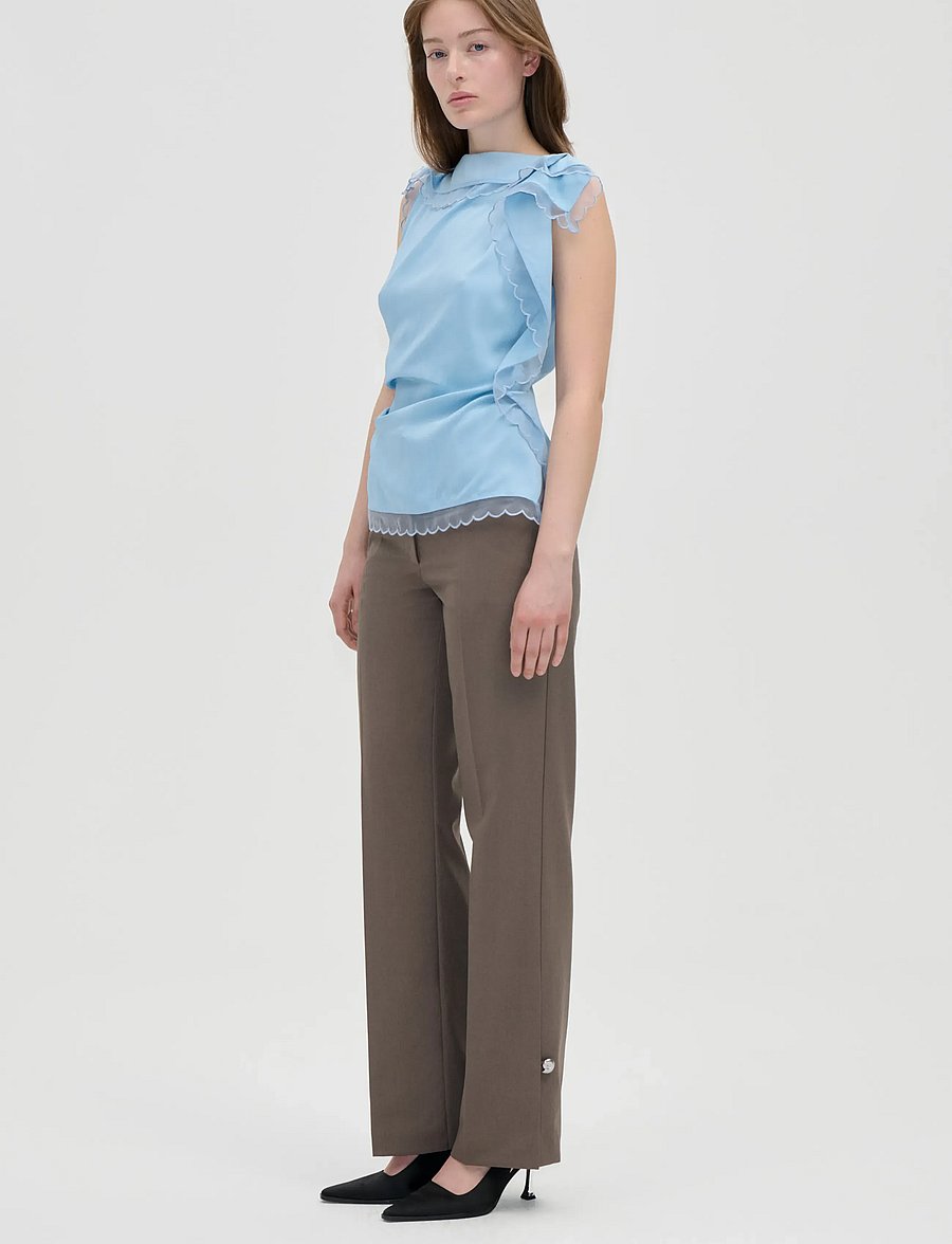 STINE GOYA - 2538 Viscose Organza, Draped Sleeve - Ärmellose tops - sky blue - 0