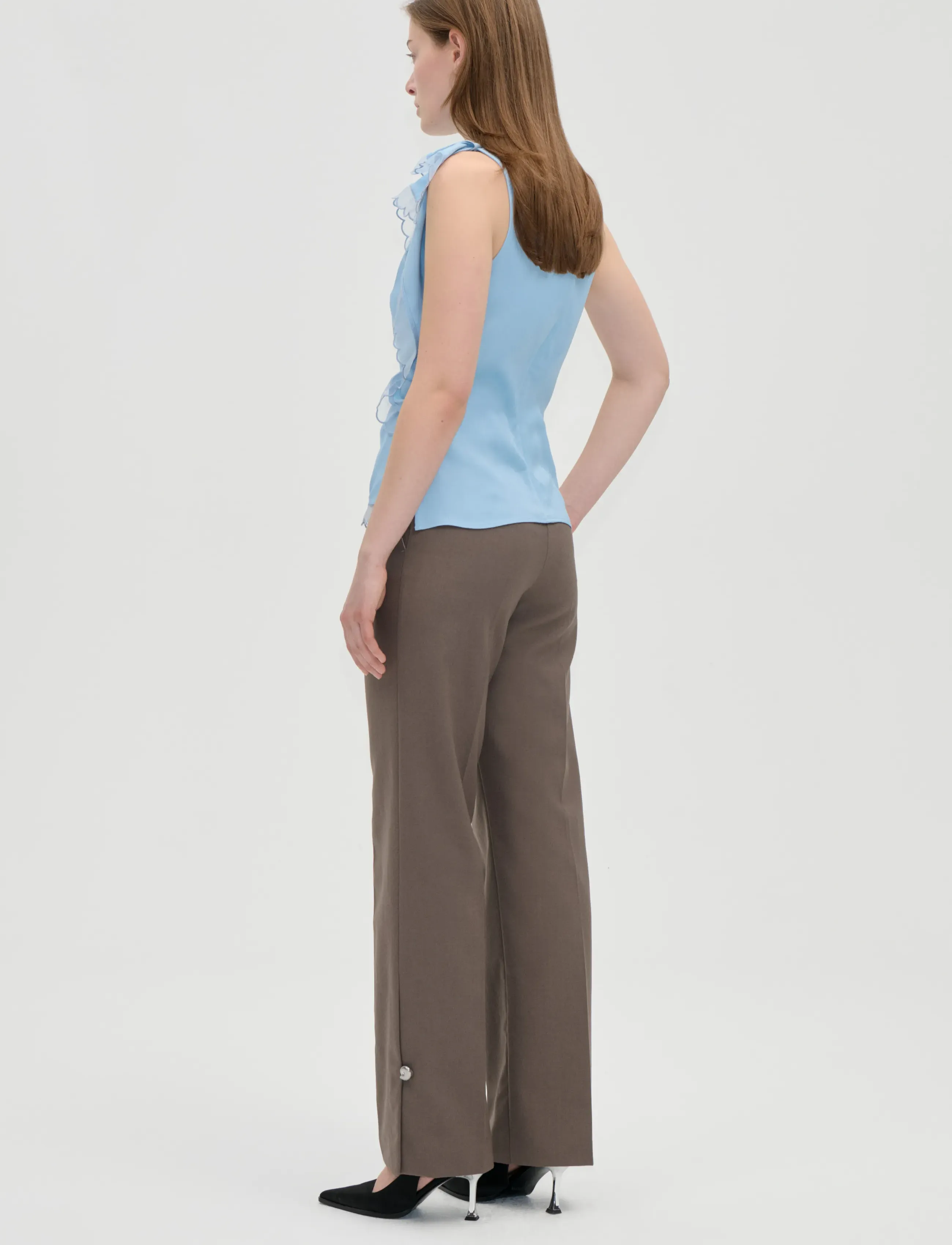 STINE GOYA - 2538 Viscose Organza, Draped Sleeve - sky blue - 3