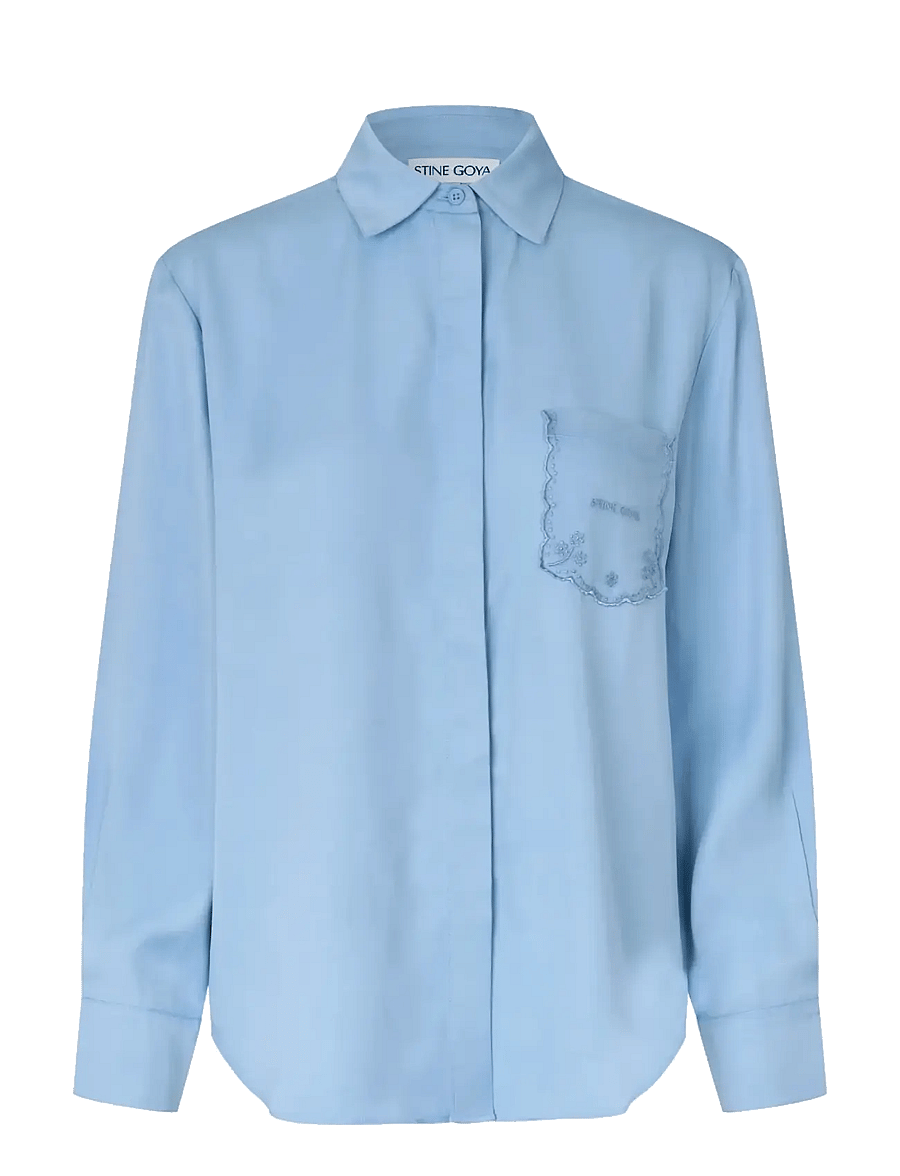 STINE GOYA - 2538 Viscose Organza, Oversized Shi - langärmlige hemden - sky blue - 1
