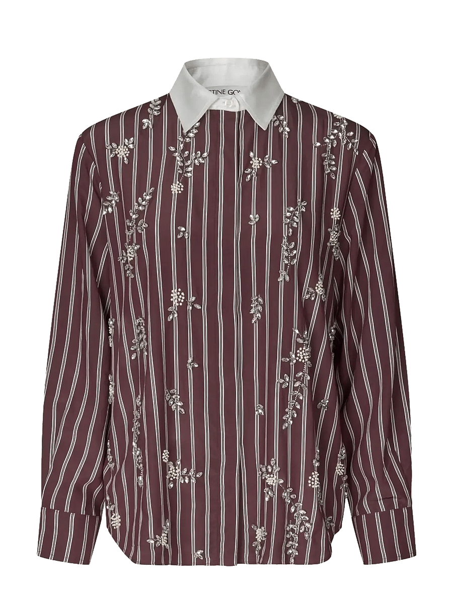 STINE GOYA - 2581 Embellished Light Woven, Overs - långärmade skjortor - uniform stripes - 1