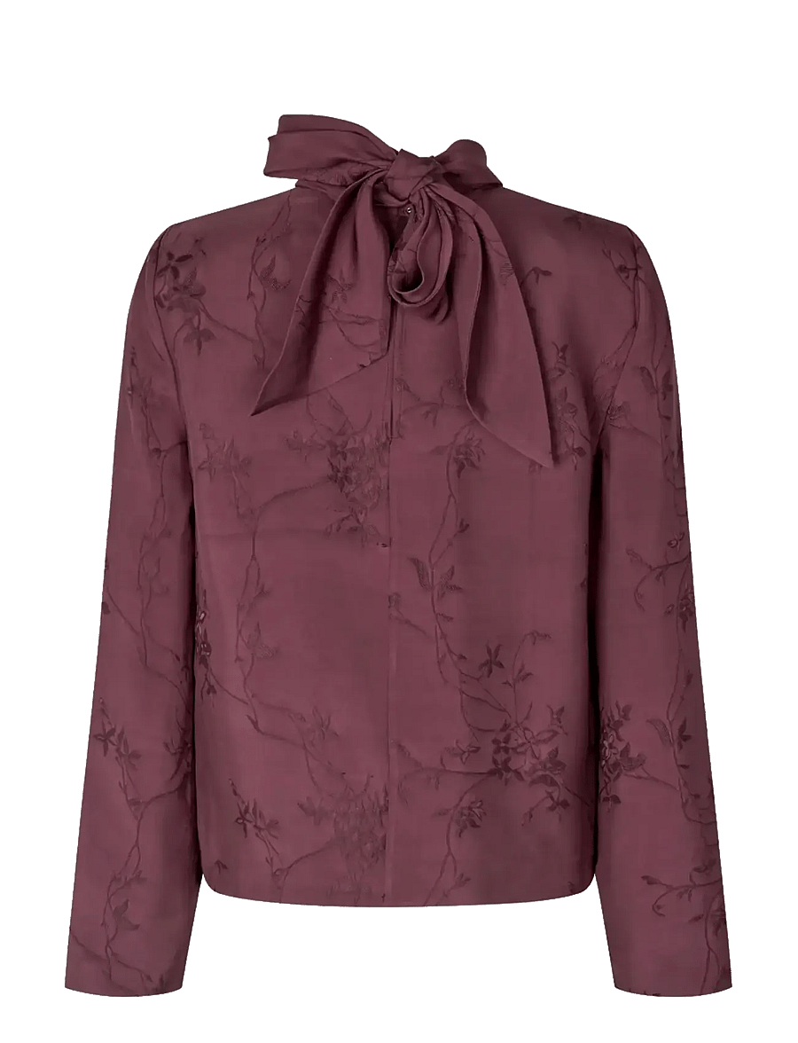 STINE GOYA - 2548 Fluid Jacquard, Relaxed Tie Ne - langärmelige blusen - bordeaux - 2