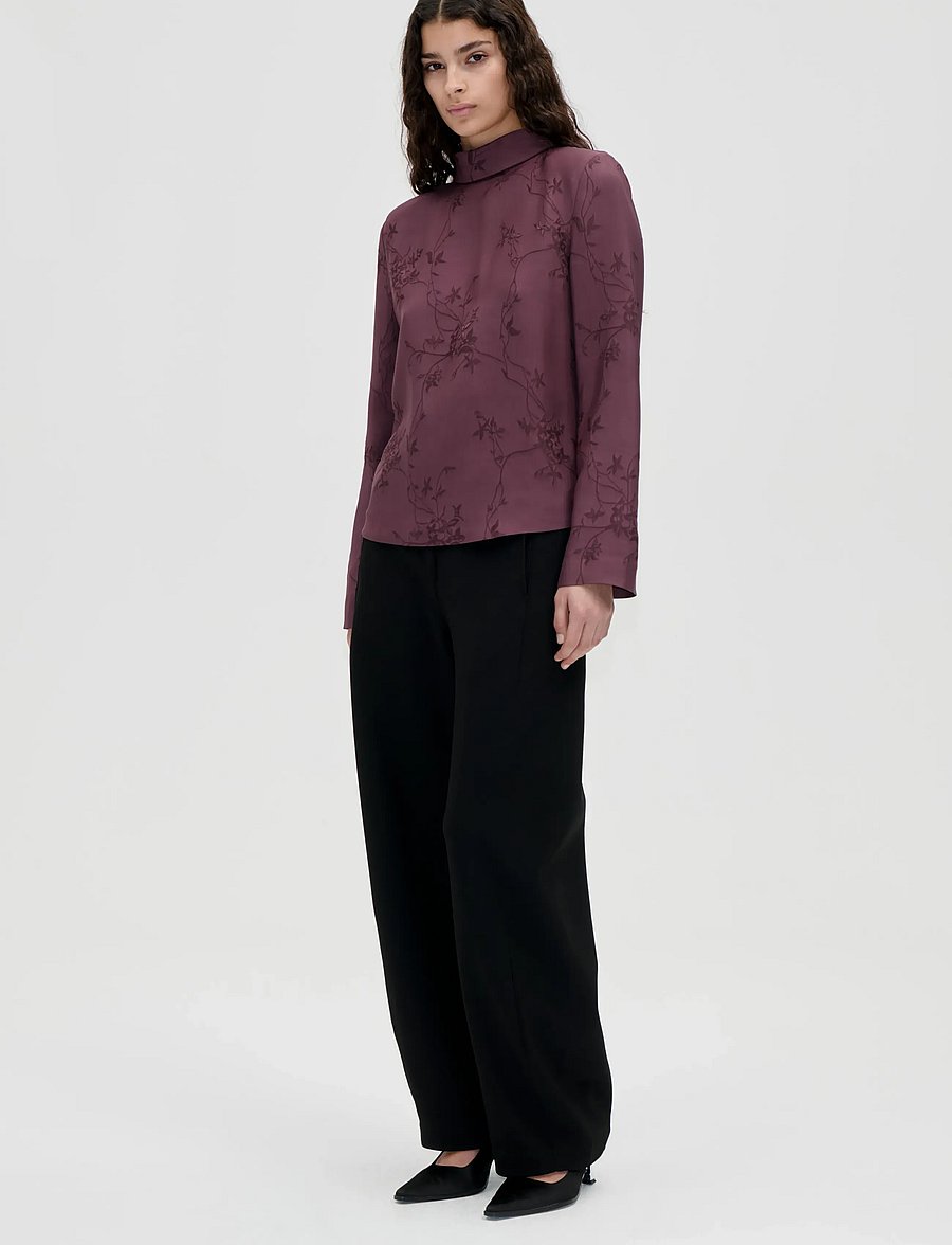 STINE GOYA - 2548 Fluid Jacquard, Relaxed Tie Ne - langärmelige blusen - bordeaux - 0