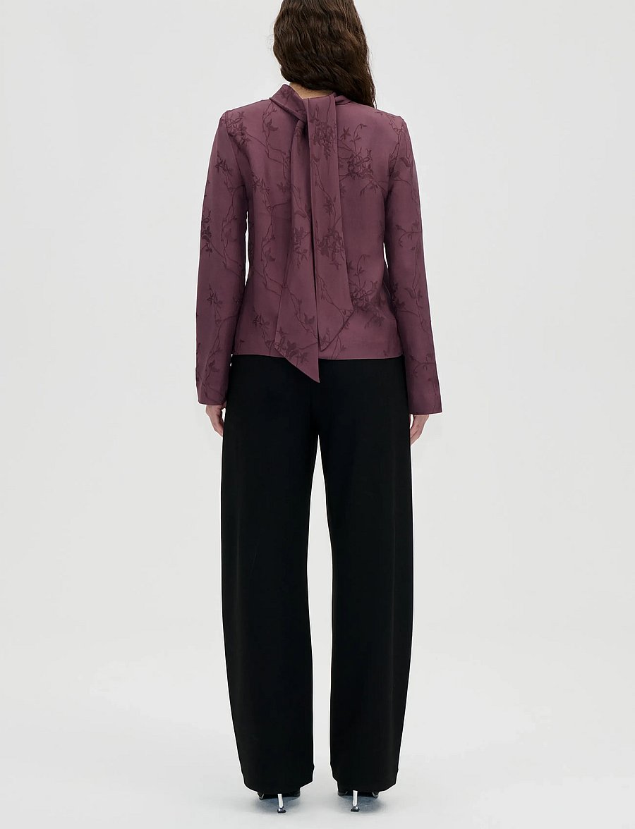 STINE GOYA - 2548 Fluid Jacquard, Relaxed Tie Ne - langärmelige blusen - bordeaux - 3