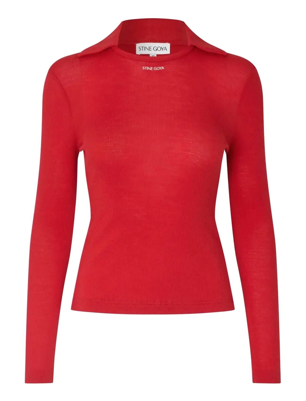 STINE GOYA 2510 Lux Rib, Long Sleeve Polo Top - Riided - FIERY RED / red