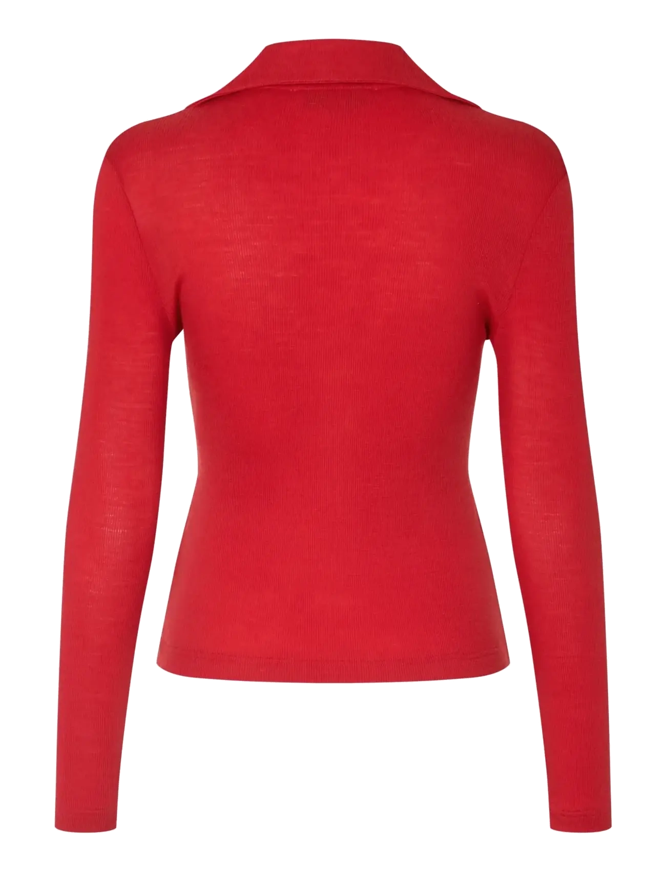 STINE GOYA - 2510 Lux Rib, Long Sleeve Polo Top - langärmlige tops - fiery red - 2