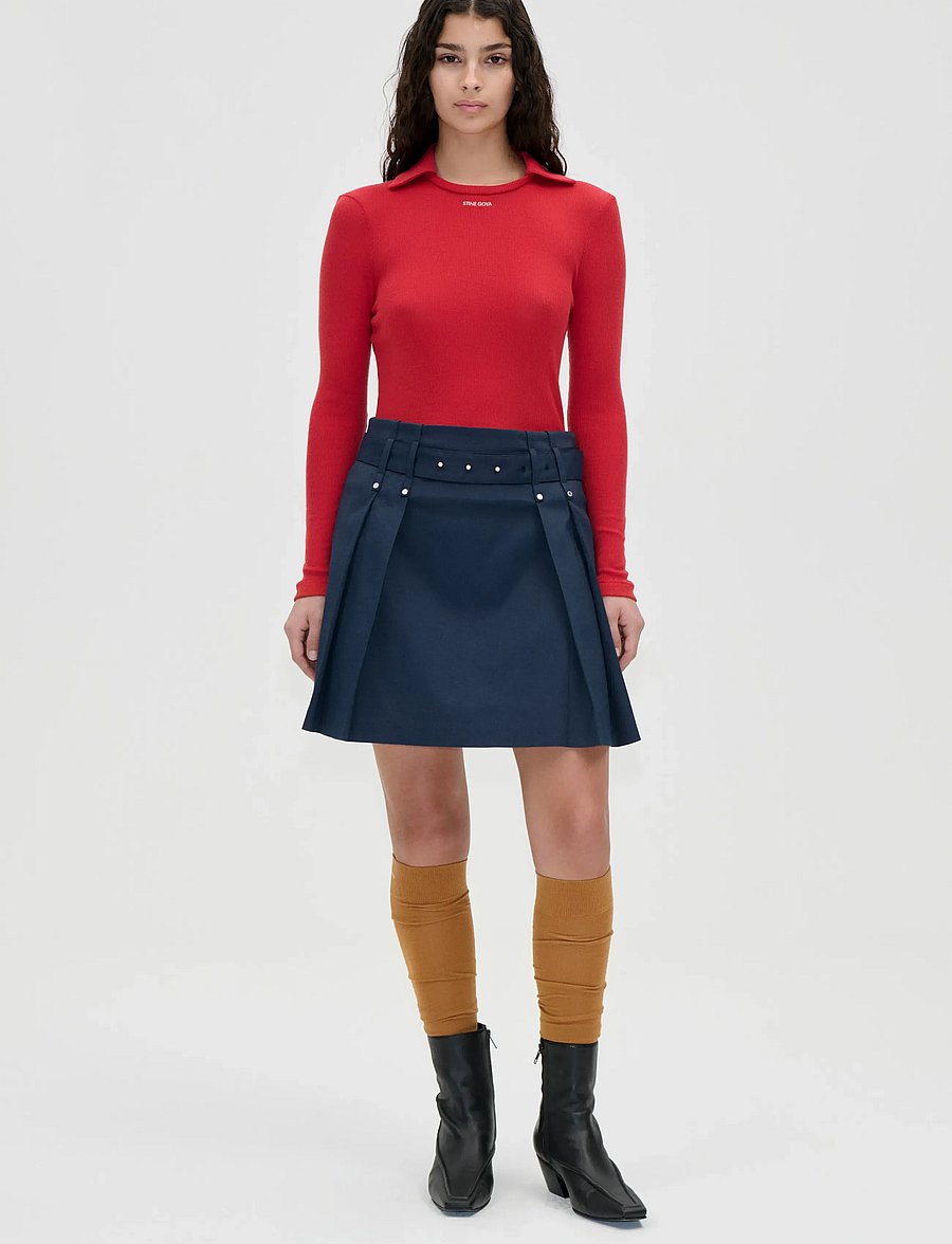 STINE GOYA - 2510 Lux Rib, Long Sleeve Polo Top - langärmlige tops - fiery red - 0