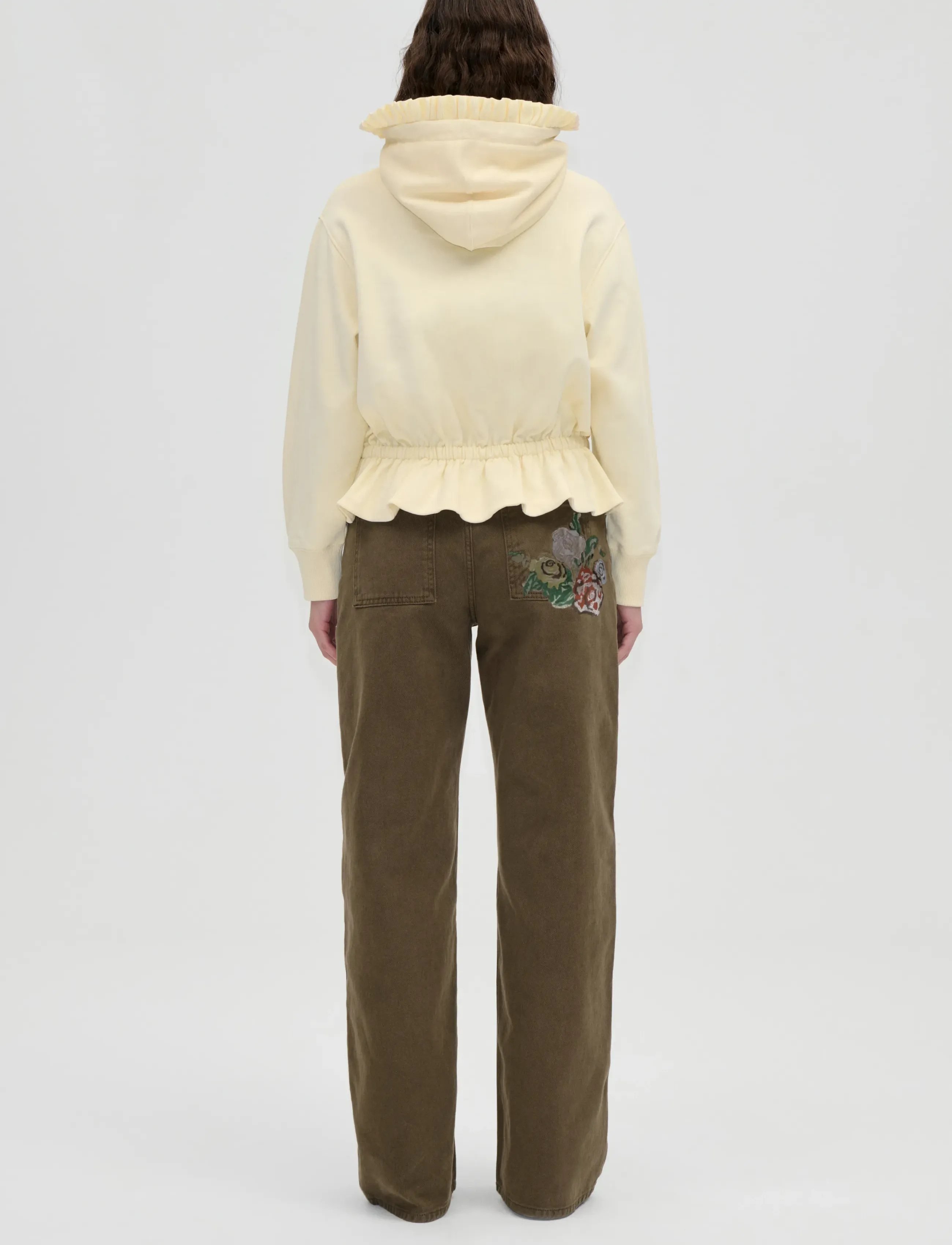 STINE GOYA - 2430 Terry, Ruffled Hoodie Sweatshi - special occasions - buttercream - 3