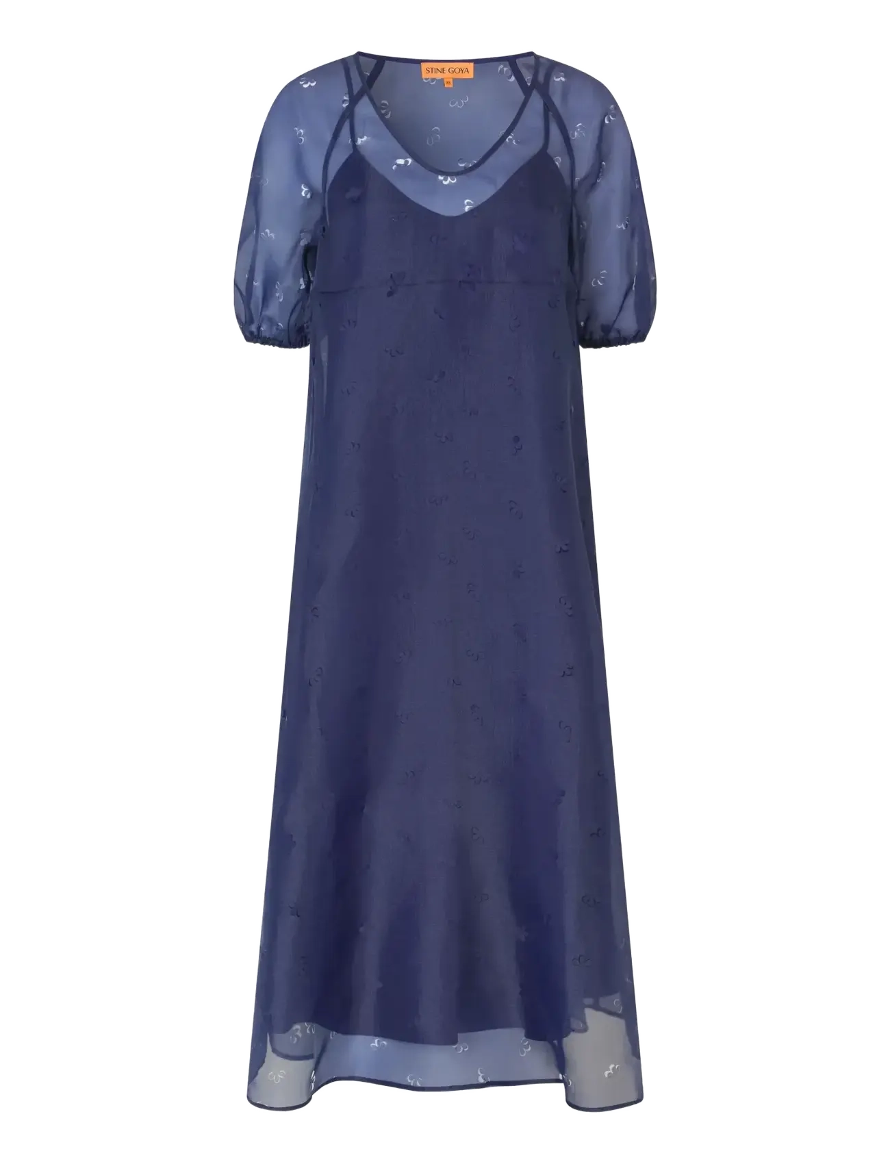 STINE GOYA 1608 Organza, Puff Sleeve Long Dres Lila - XS - Damen